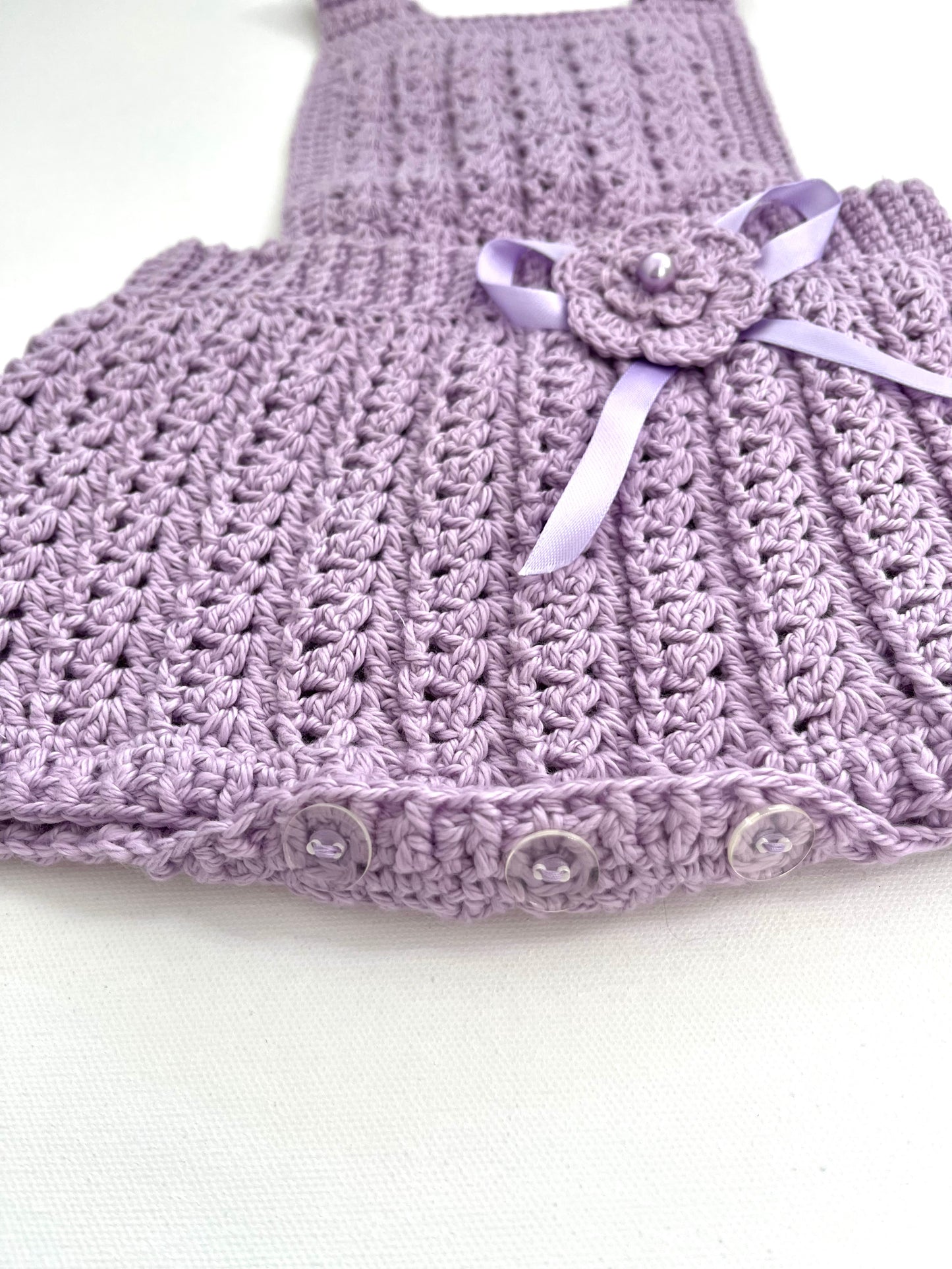 Lavender Crochet Girl Overalls Outfit Set