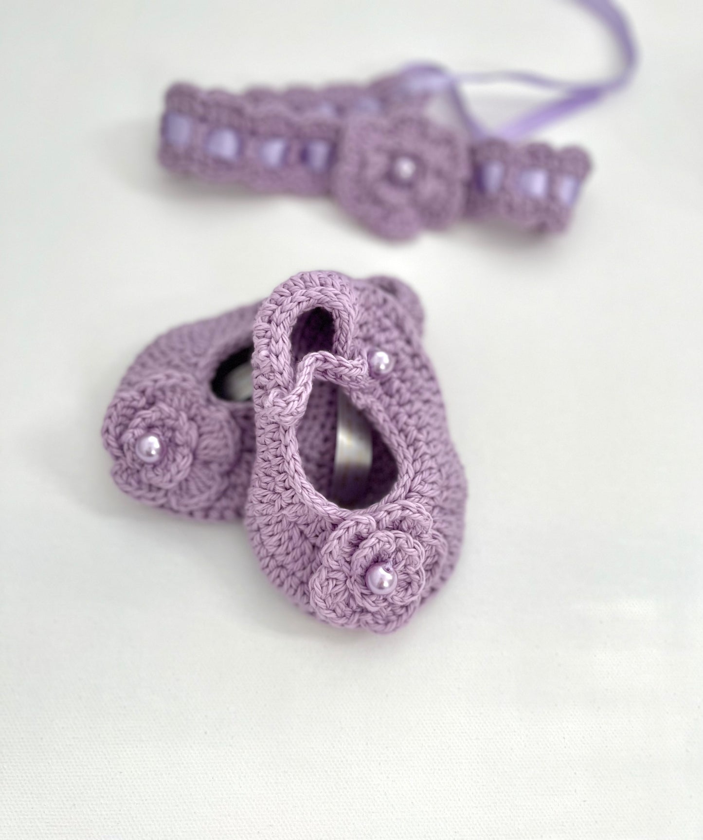 Lavender Crochet Girl Overalls Outfit Set