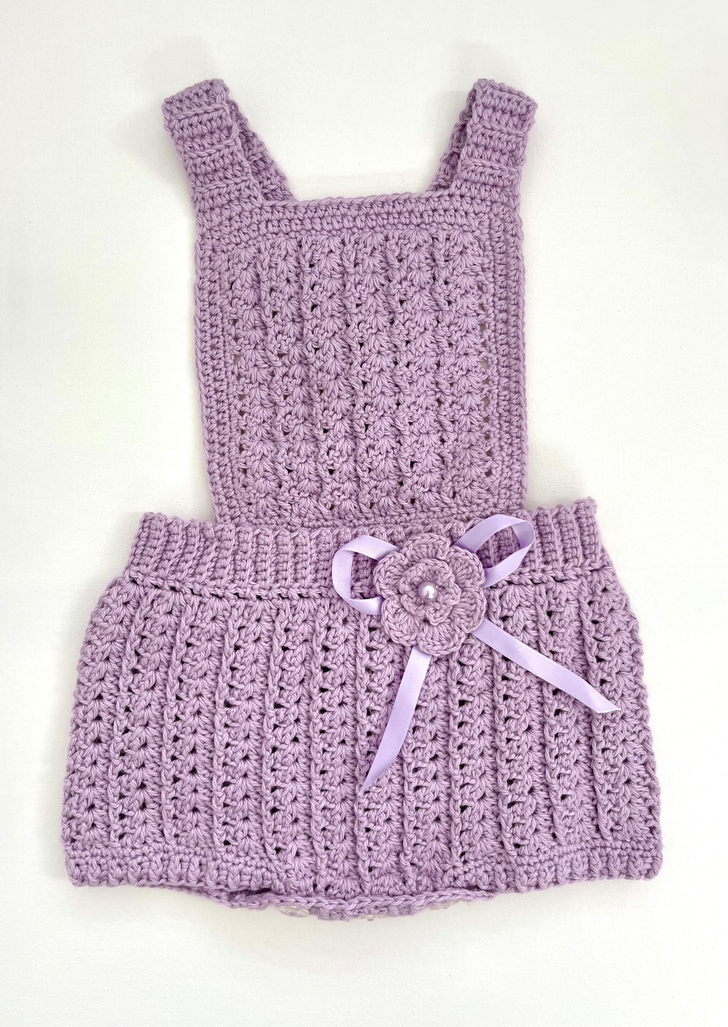 Lavender Crochet Girl Overalls Outfit Set
