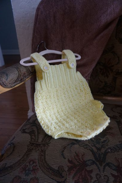 Light Yellow, Crochet Boy or Girl Romper outfit set