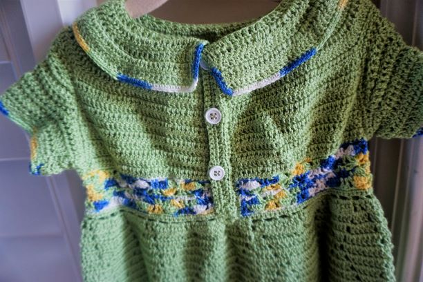 Short Sleeve, Pear Green Crochet Peter Pan Collar Boy Romper