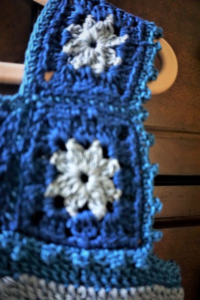 Sleeveless Two tone Blue Crochet Girl Dress