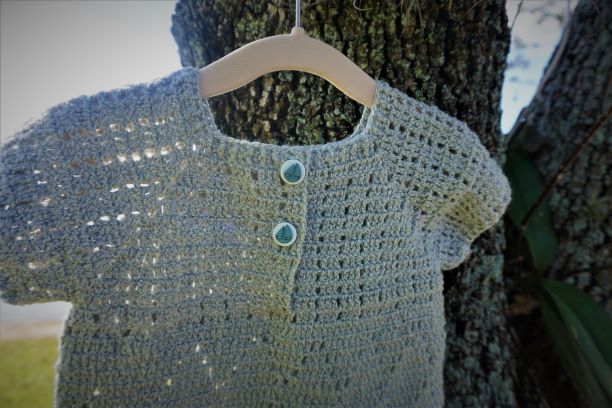 Light Gray Short Sleeves Crochet Boy Romper