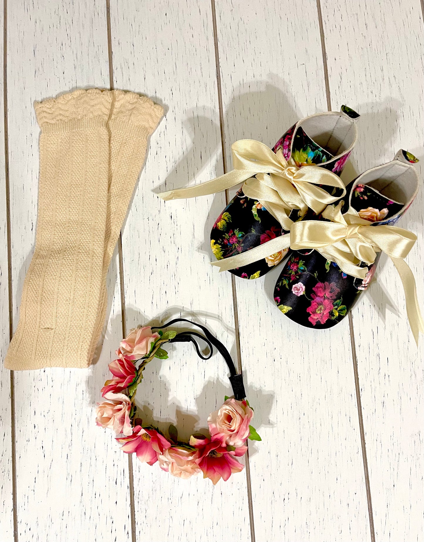 Vintage Floral PU leather high top, girl shoes