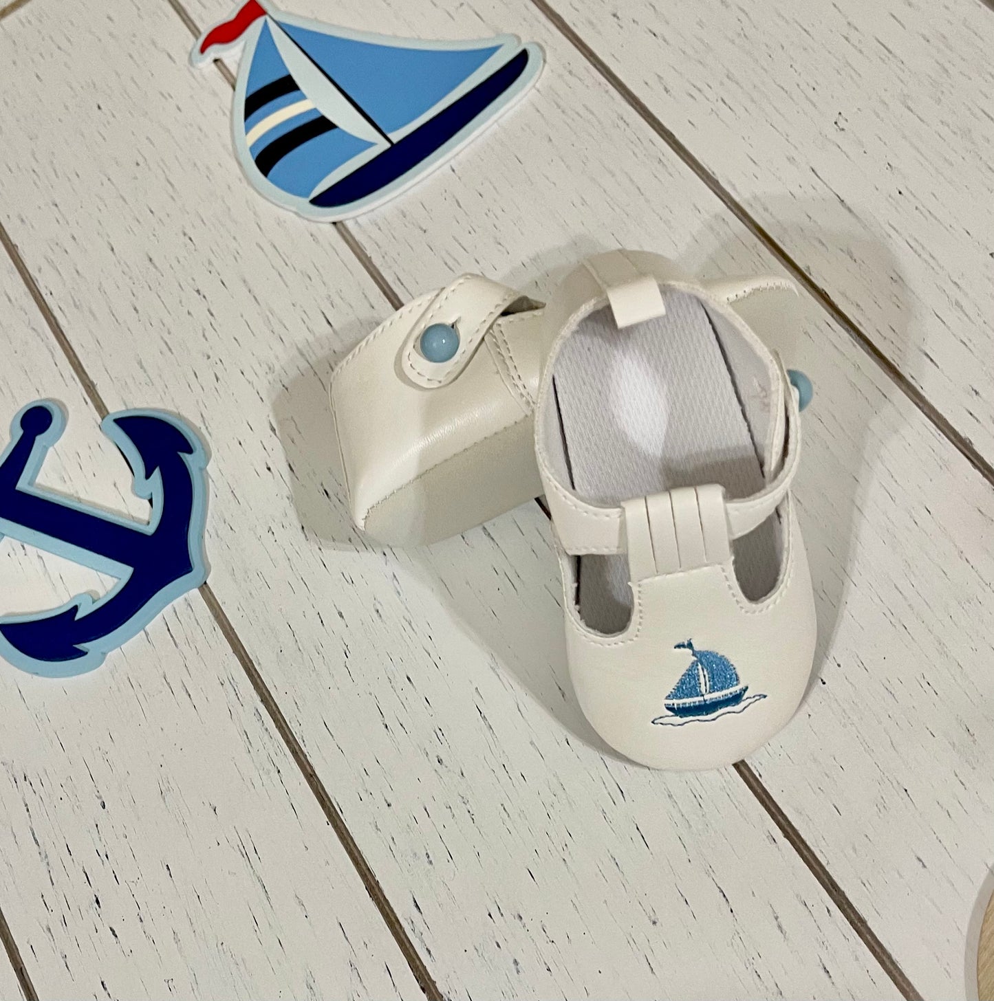White Sailor Baby Boy Shoes or Girl Shoes