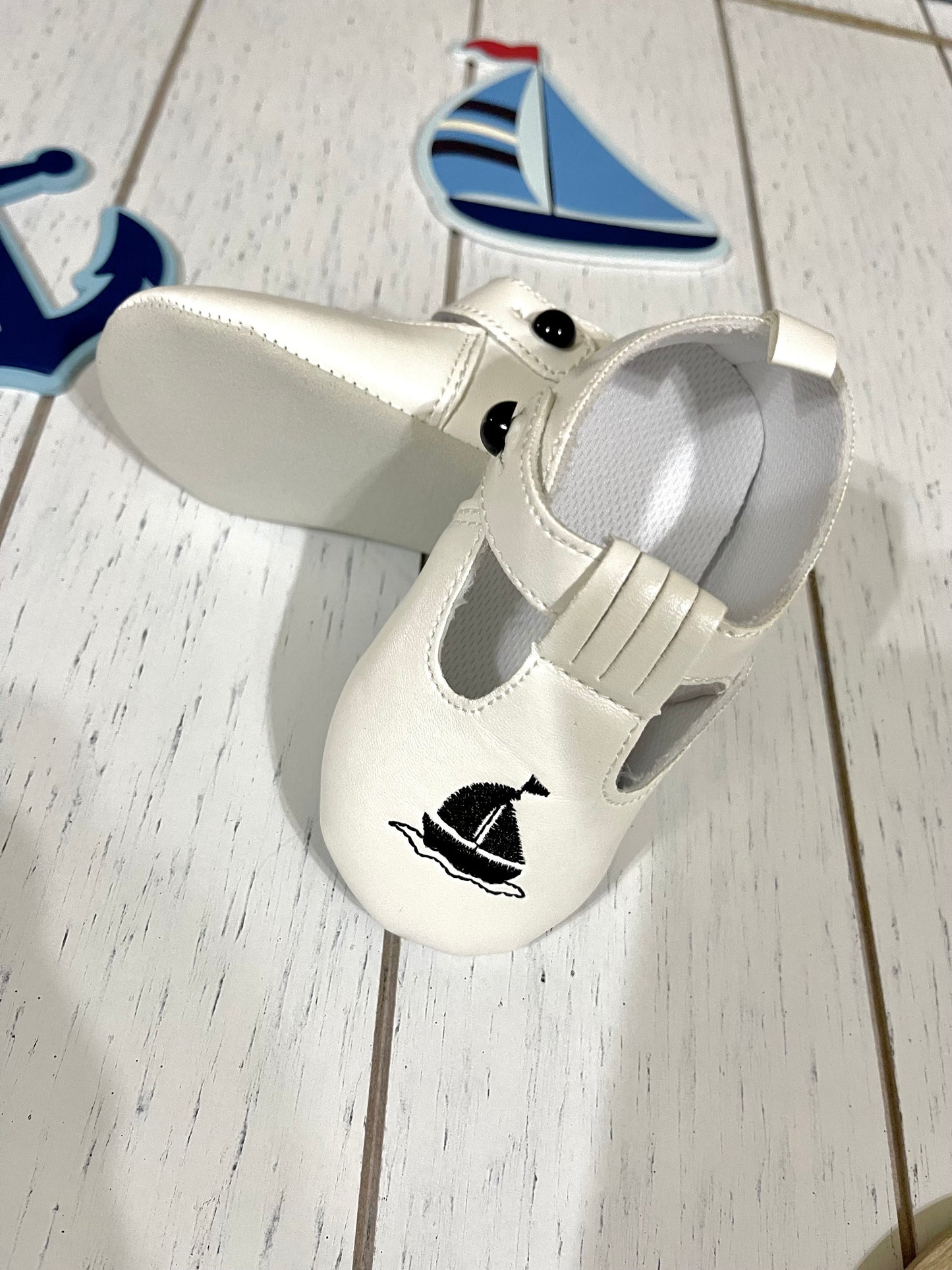 White Sailor Baby Boy Shoes or Girl Shoes
