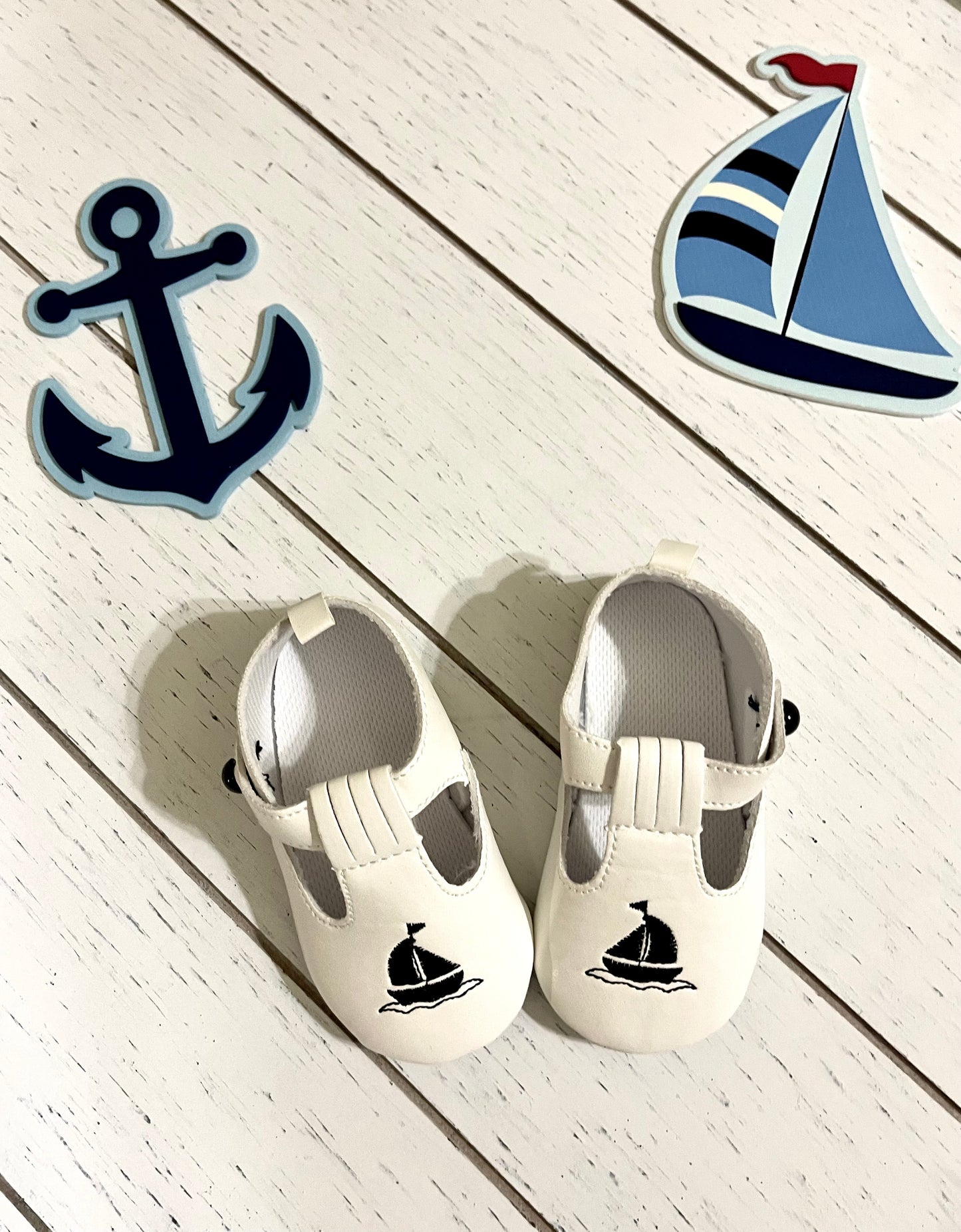 White Sailor Baby Boy Shoes or Girl Shoes