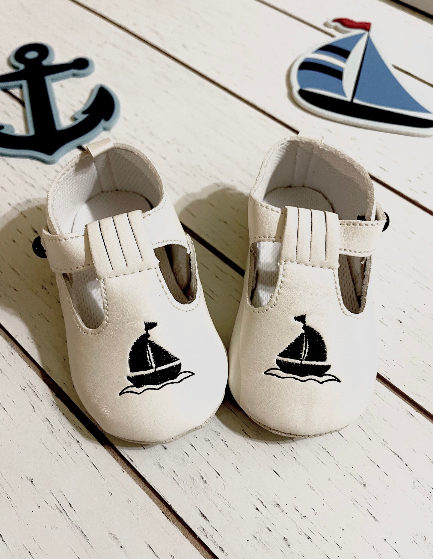 White Sailor Baby Boy Shoes or Girl Shoes