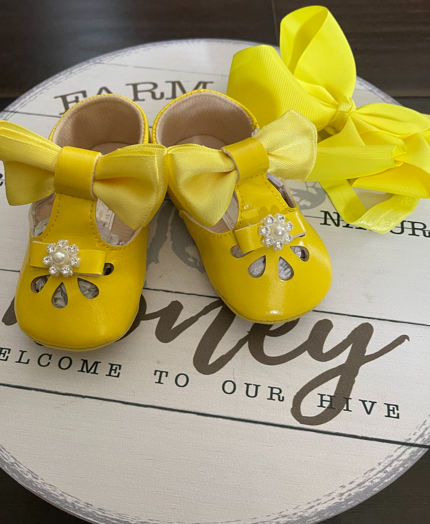 Bow & Flower pearl Baby Girl Shoes