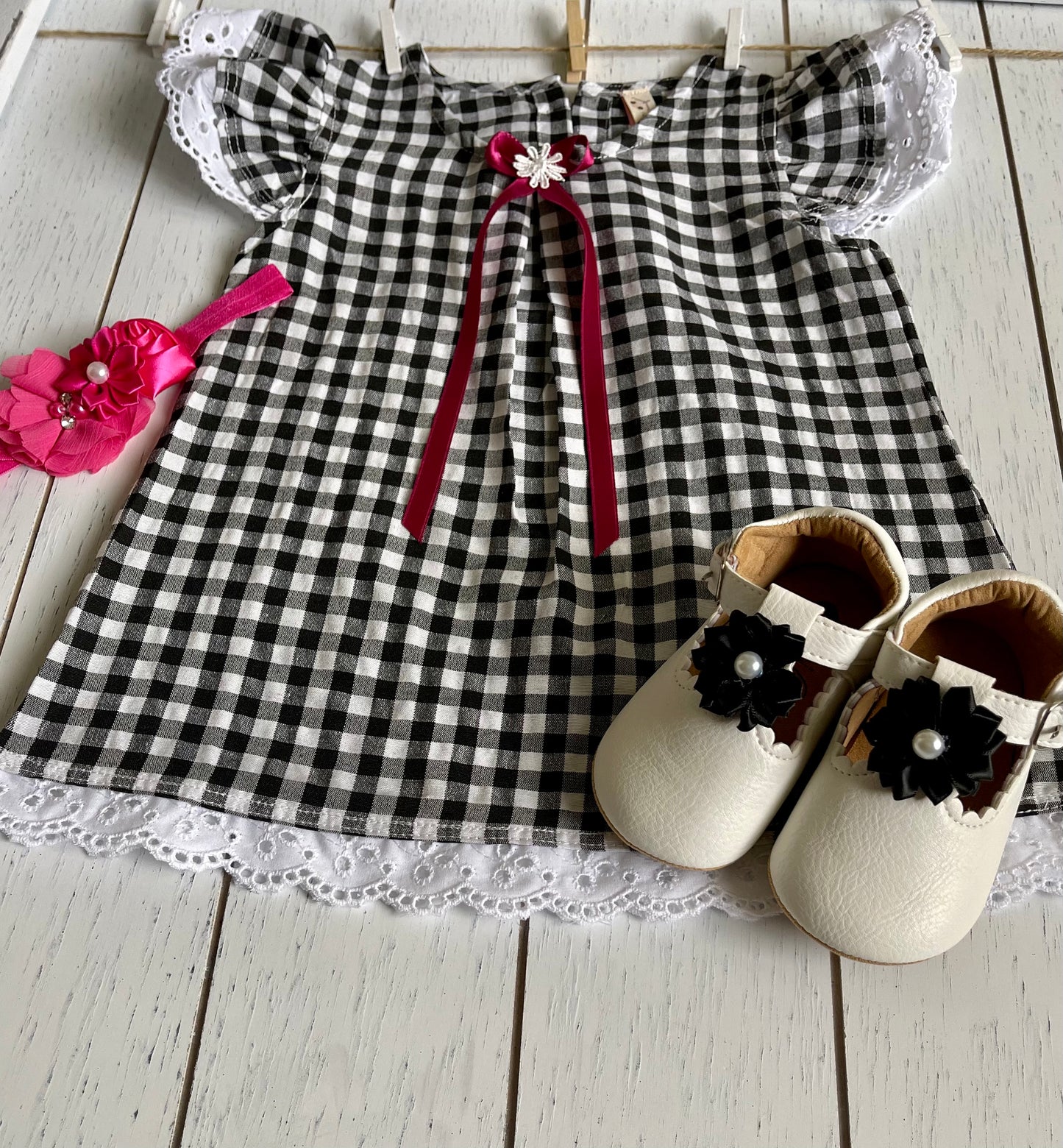 Checkers Black & White Baby Girl Dress
