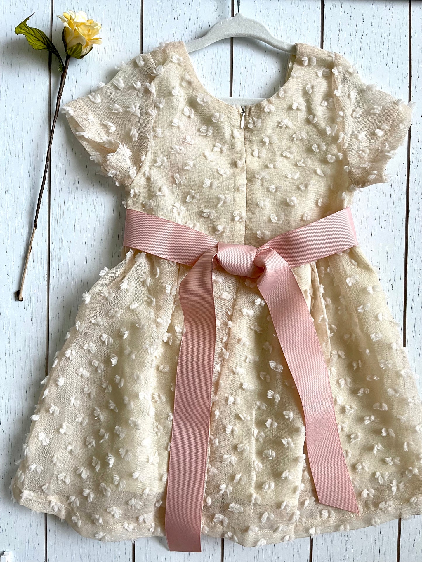 Beige Patch Bow Work Girl Dress