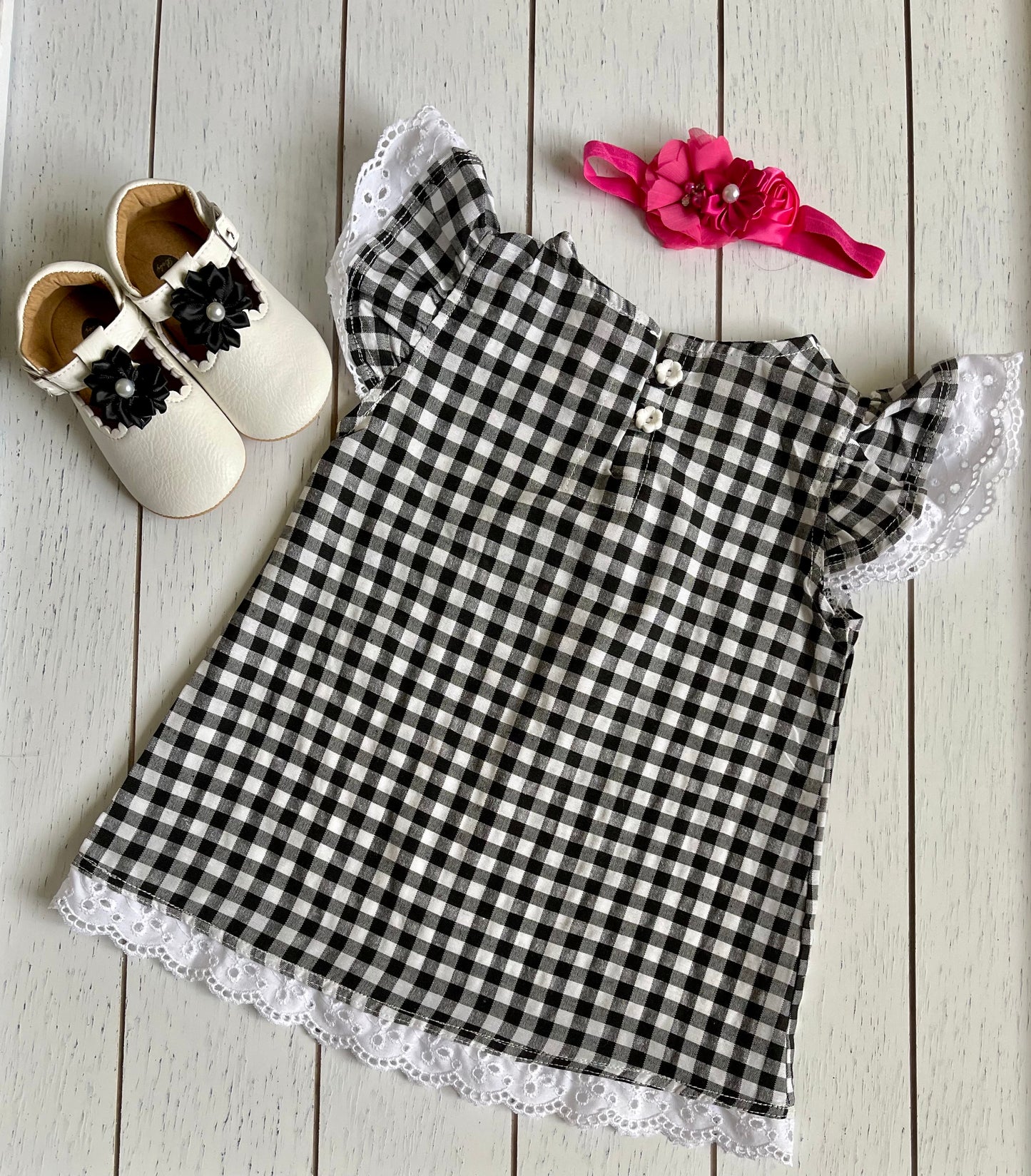 Checkers Black & White Baby Girl Dress