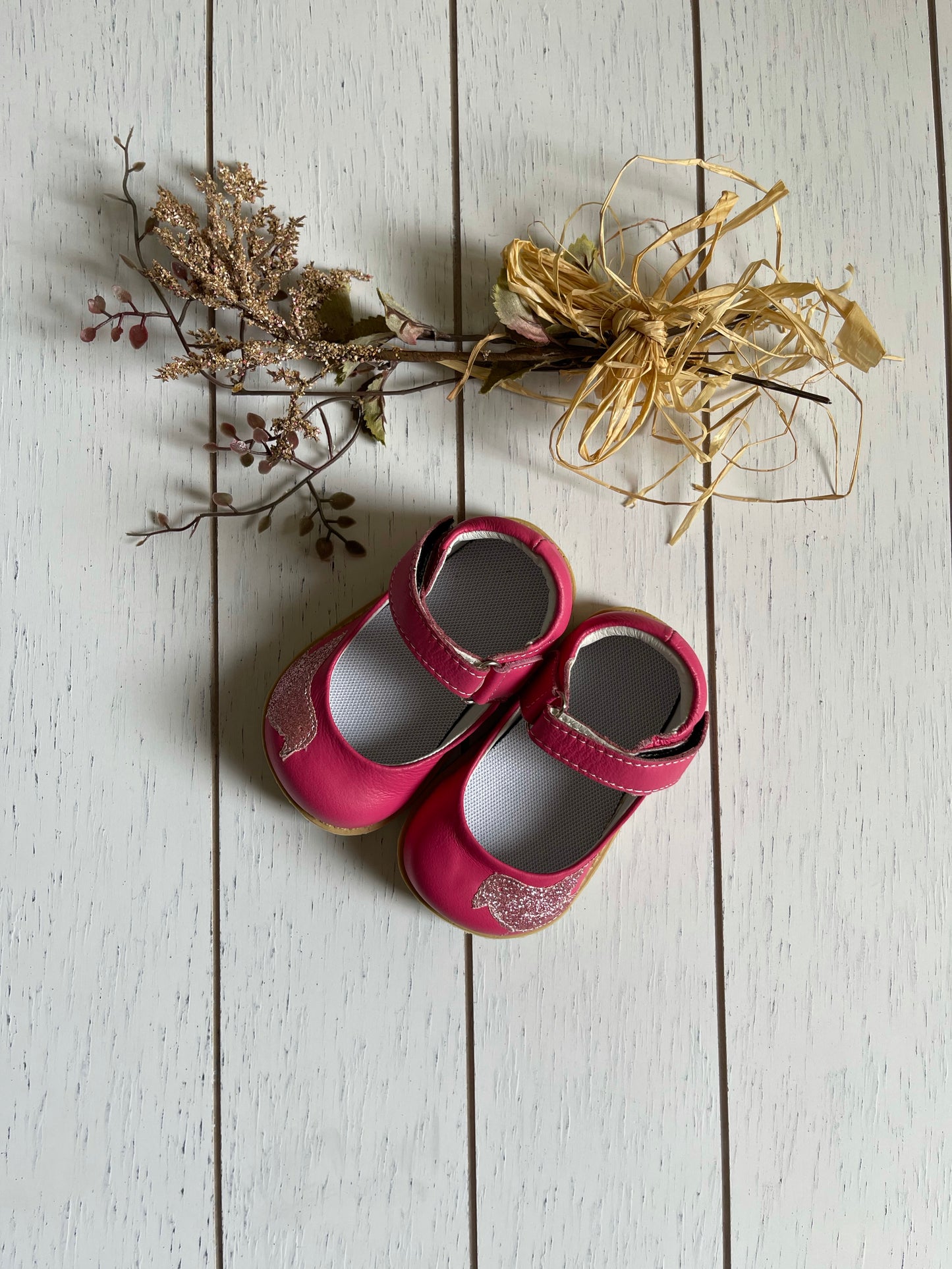 Leather bird strap girl shoes