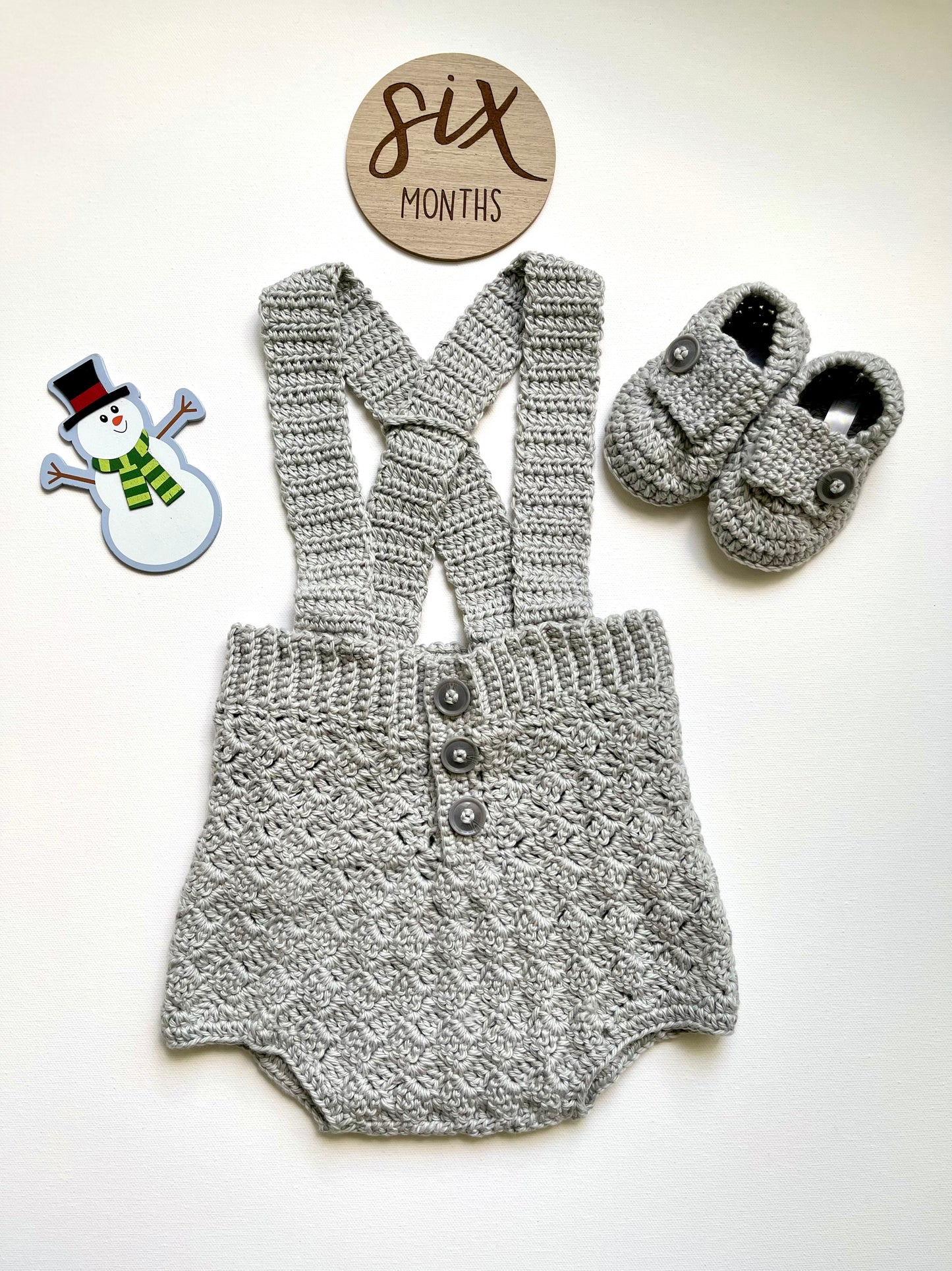 Silver Gray Front Buttons Overalls Boy Outfit