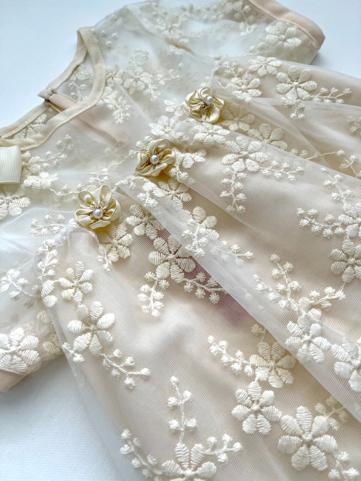 Beige Embroidered Girl Dress