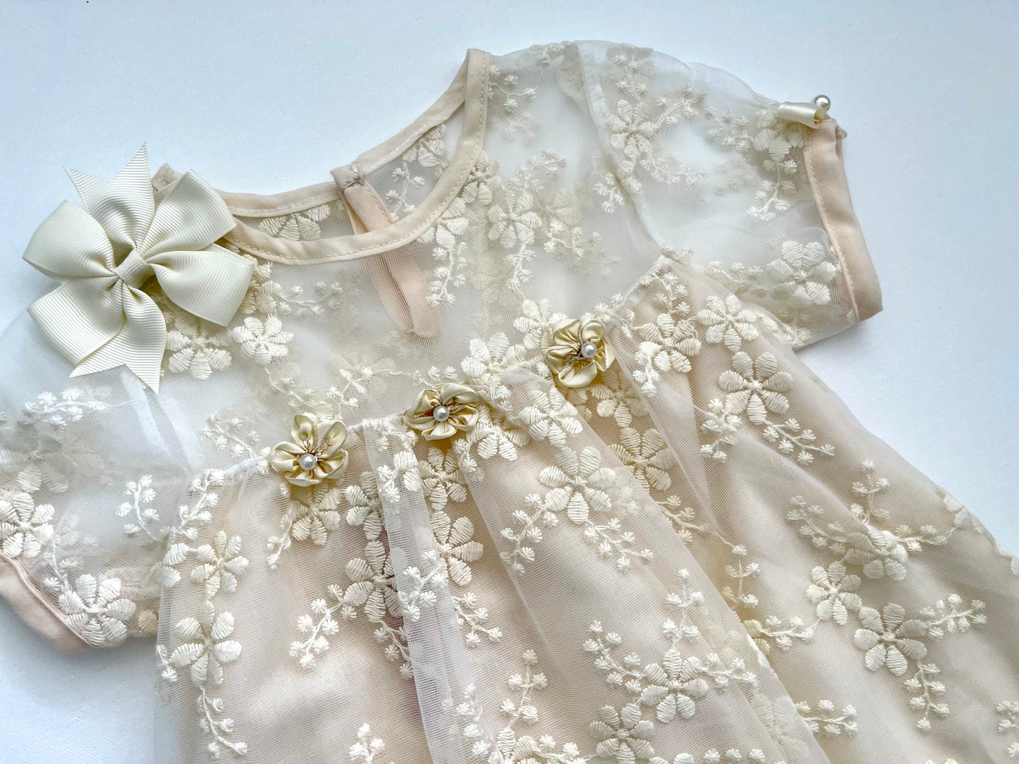 Beige Embroidered Girl Dress