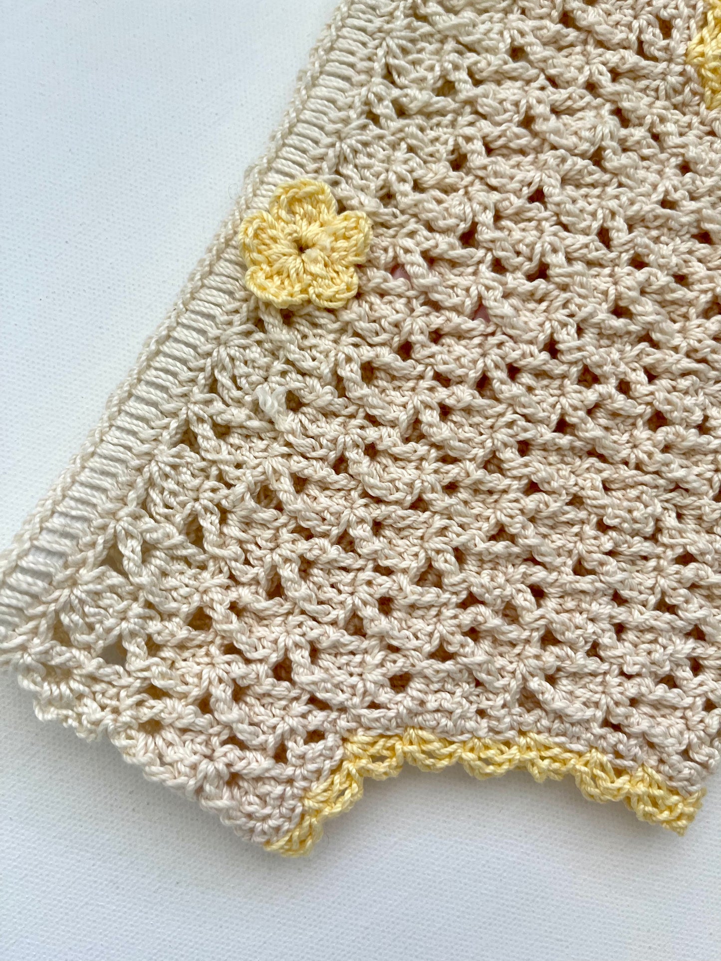 Beige & Yellow Crochet Girl Dress outfit Set