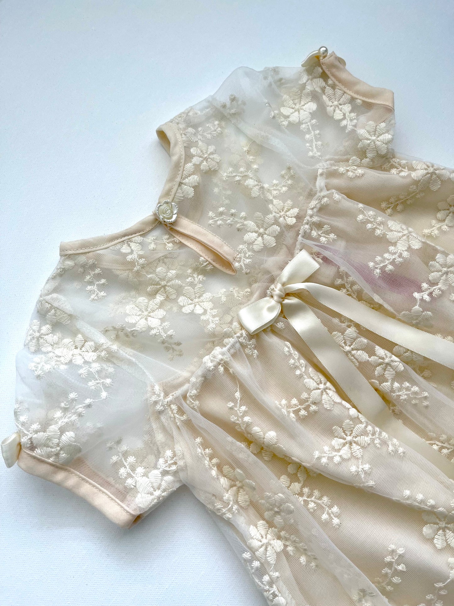 Beige Embroidered Girl Dress