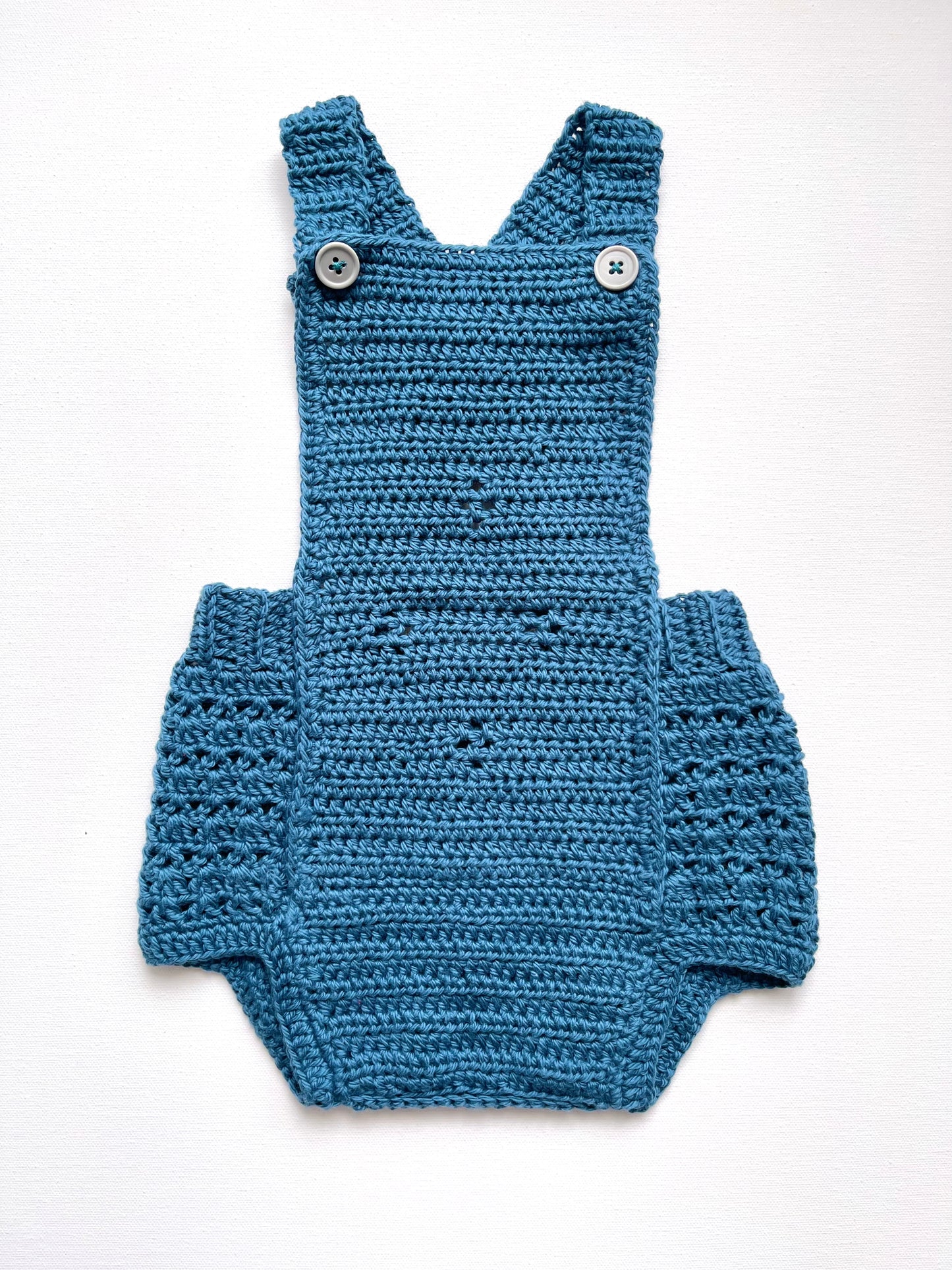 Teal n Gray Crochet Boy Overalls Set