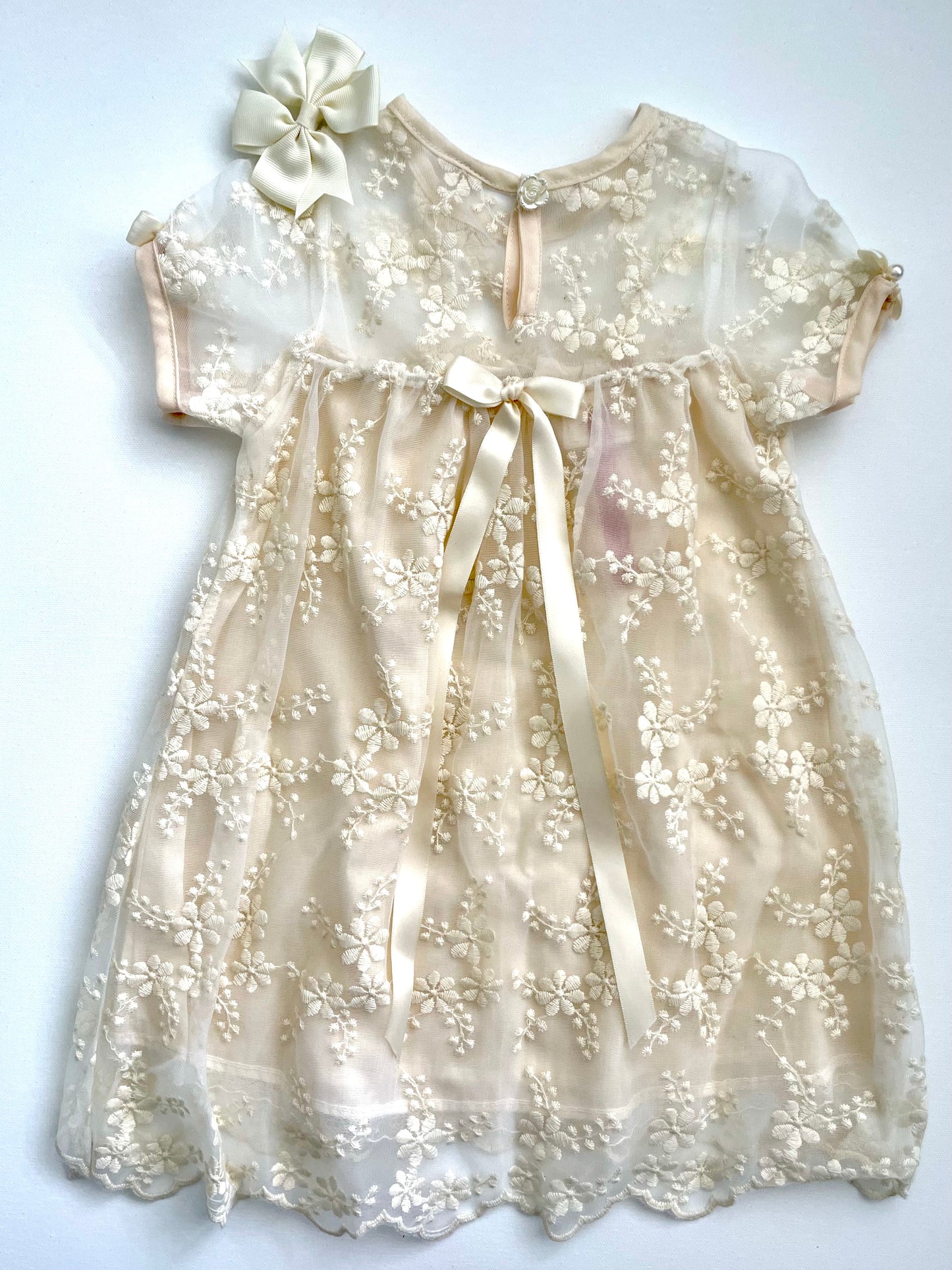 Beige Embroidered Girl Dress