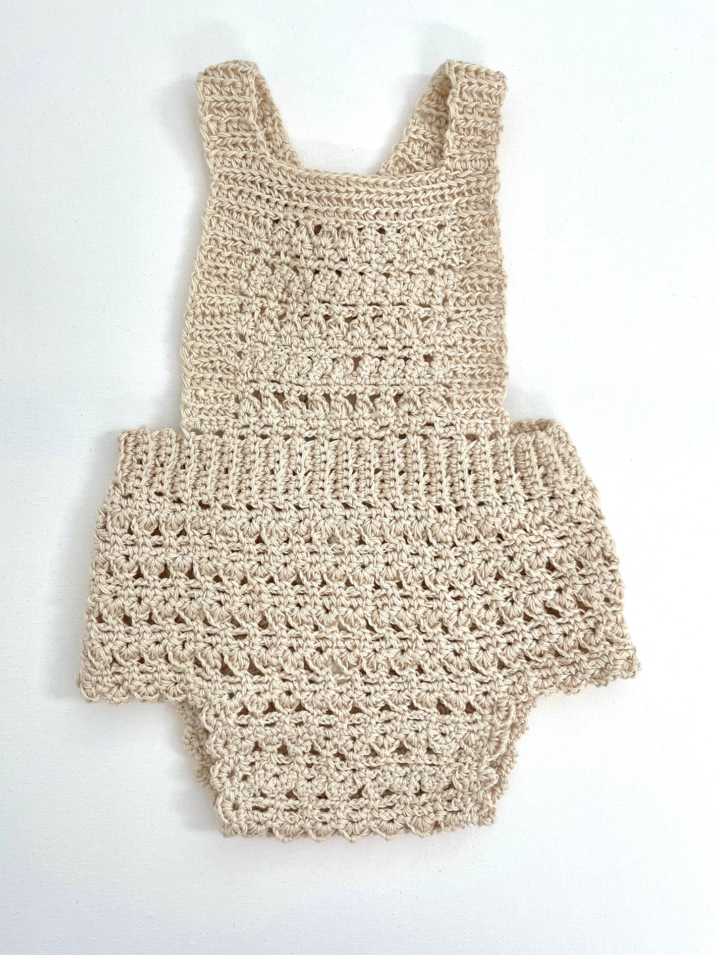 Beige Newborn Crochet Boy or Girl Overalls