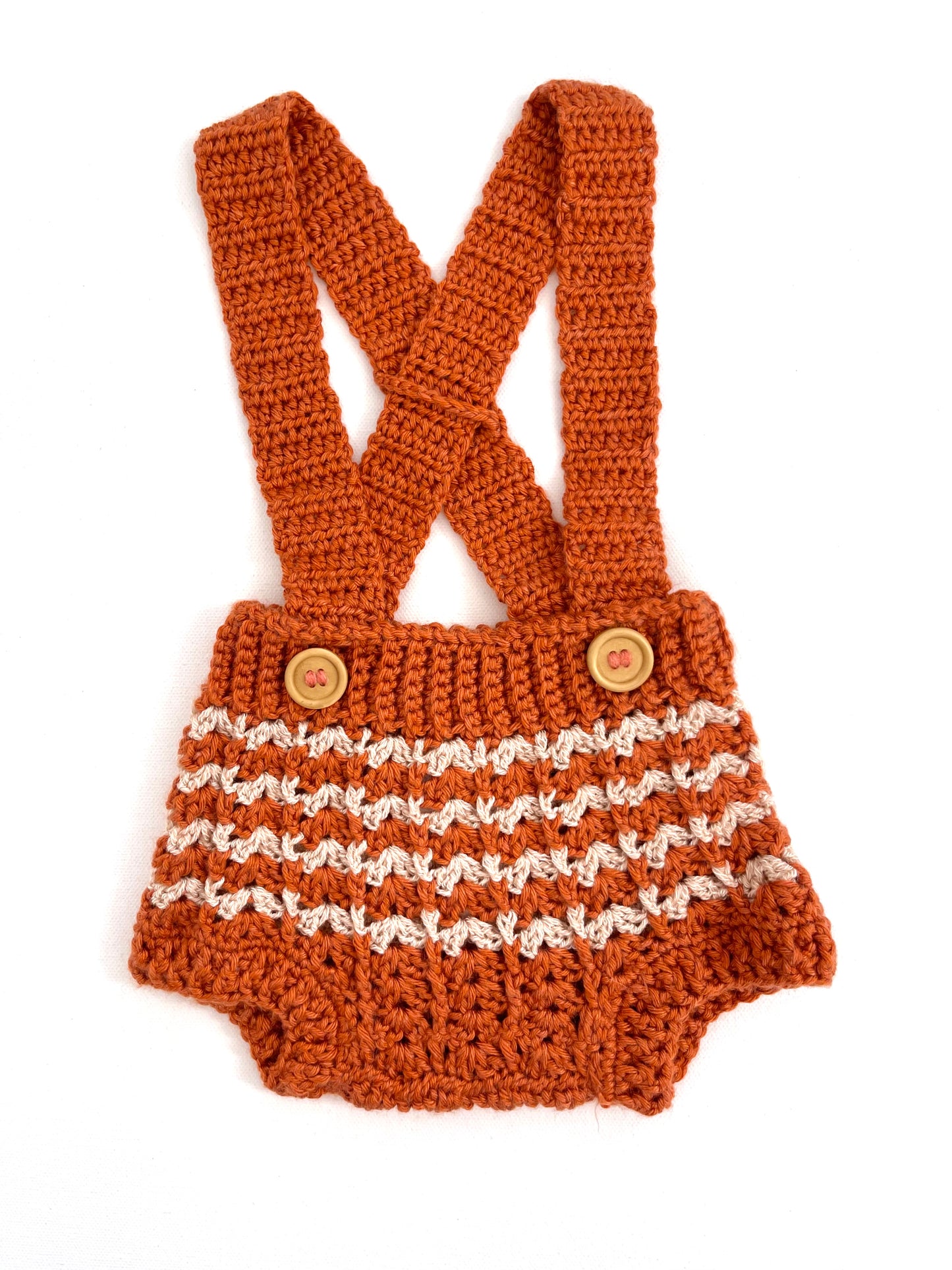 Autumn Striped Crochet Boy or Girl Overalls Outfit Set