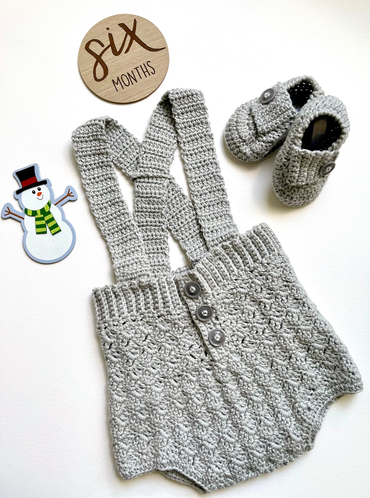 Silver Gray Front Buttons Overalls Boy Outfit