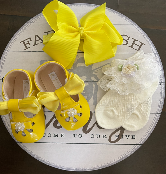 Bow & Flower pearl Baby Girl Shoes