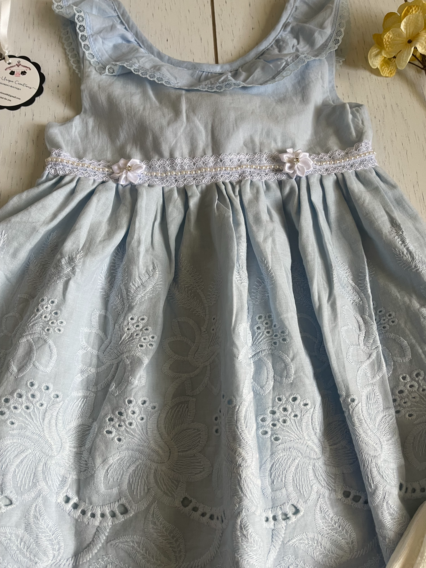 Light Blue Embroidery Sleeveless Toddler Girl Dress