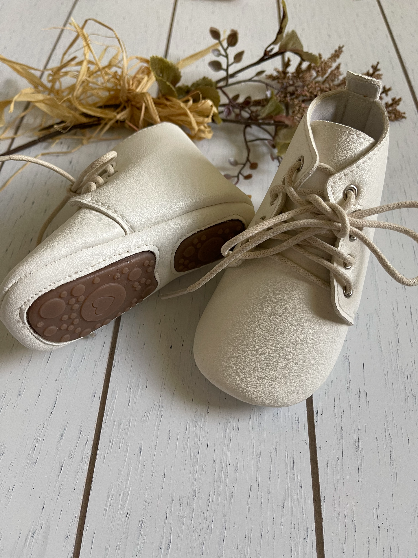 Ivory High Tops Shoelaces Soft Baby Girl/Boy Shoes