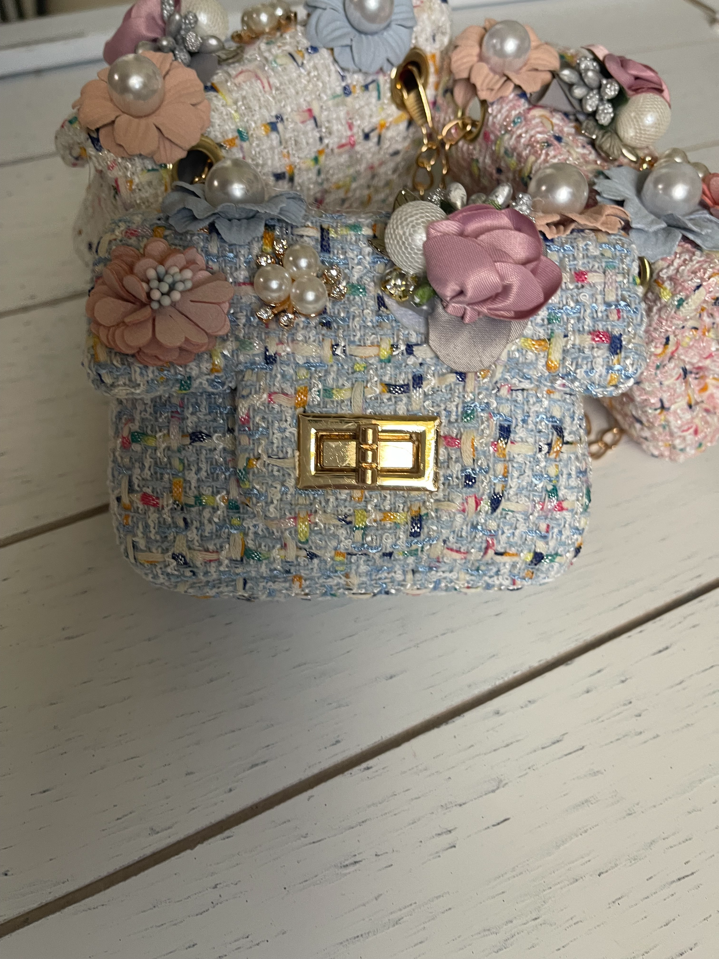 Flowers & Pearls Crossbody Chain Toddler Girl Handbag