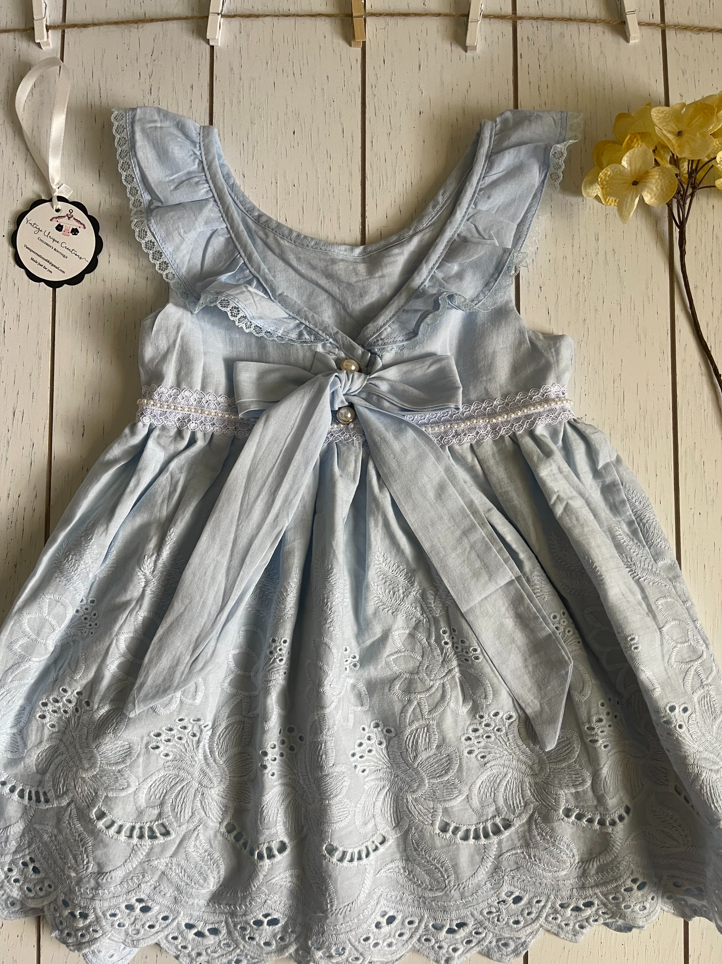 Light Blue Embroidery Sleeveless Toddler Girl Dress