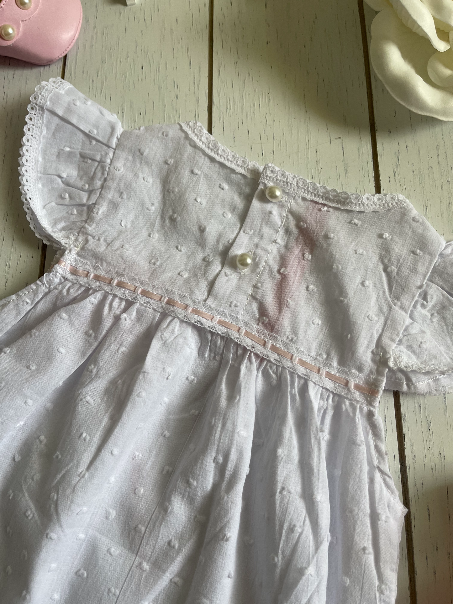 White Spotted Cotton Summer Girl Dress