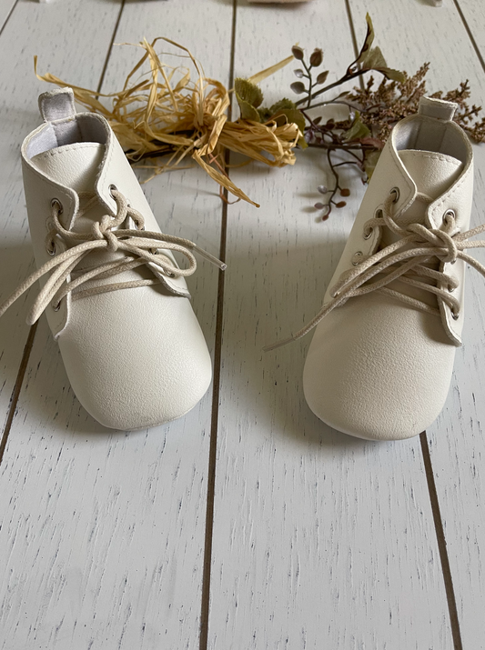 Ivory High Tops Shoelaces Soft Baby Girl/Boy Shoes