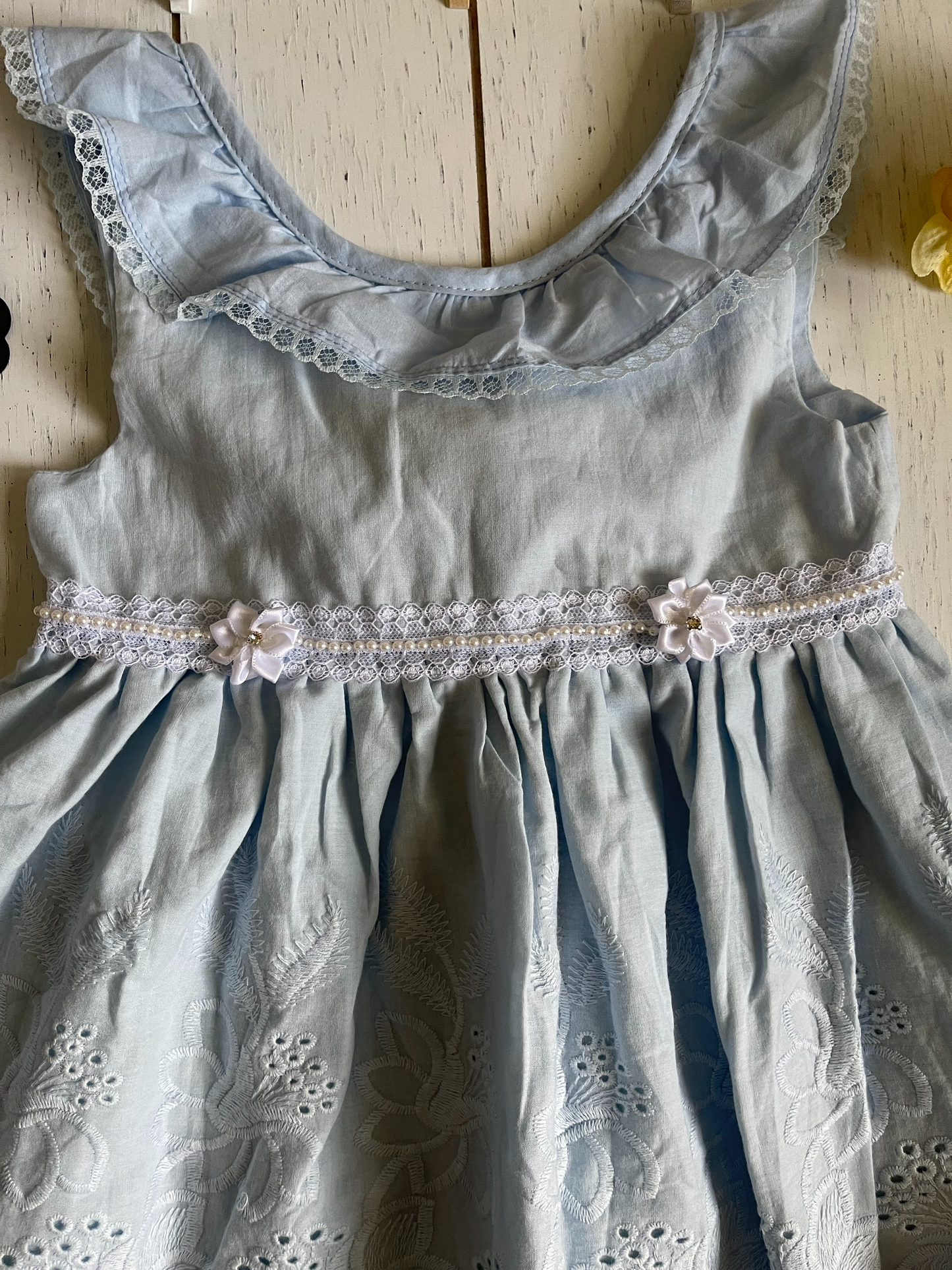 Light Blue Embroidery Sleeveless Toddler Girl Dress