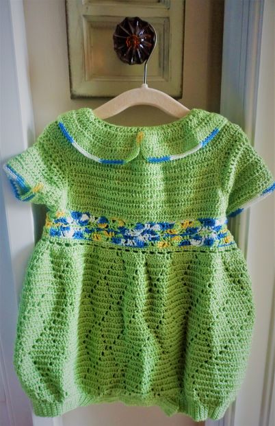 Short Sleeve, Pear Green Crochet  Peter Pan Collar Boy Romper