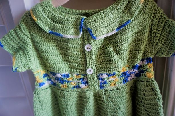 Short Sleeve, Pear Green Crochet  Peter Pan Collar Boy Romper