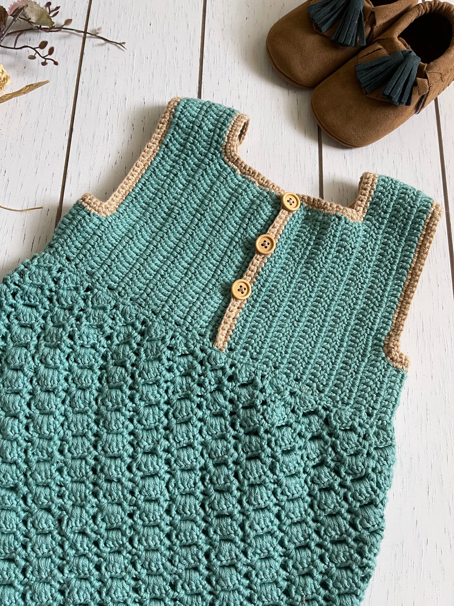 Sea Green Crochet Boy Romper