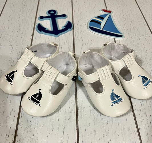 White Sailor Baby Boy Shoes or Girl Shoes