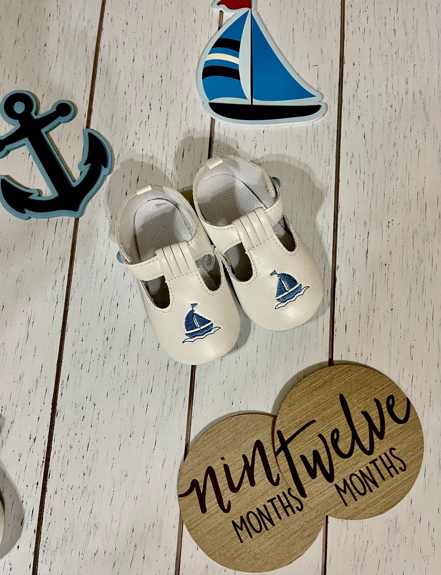 White Sailor Baby Boy Shoes or Girl Shoes