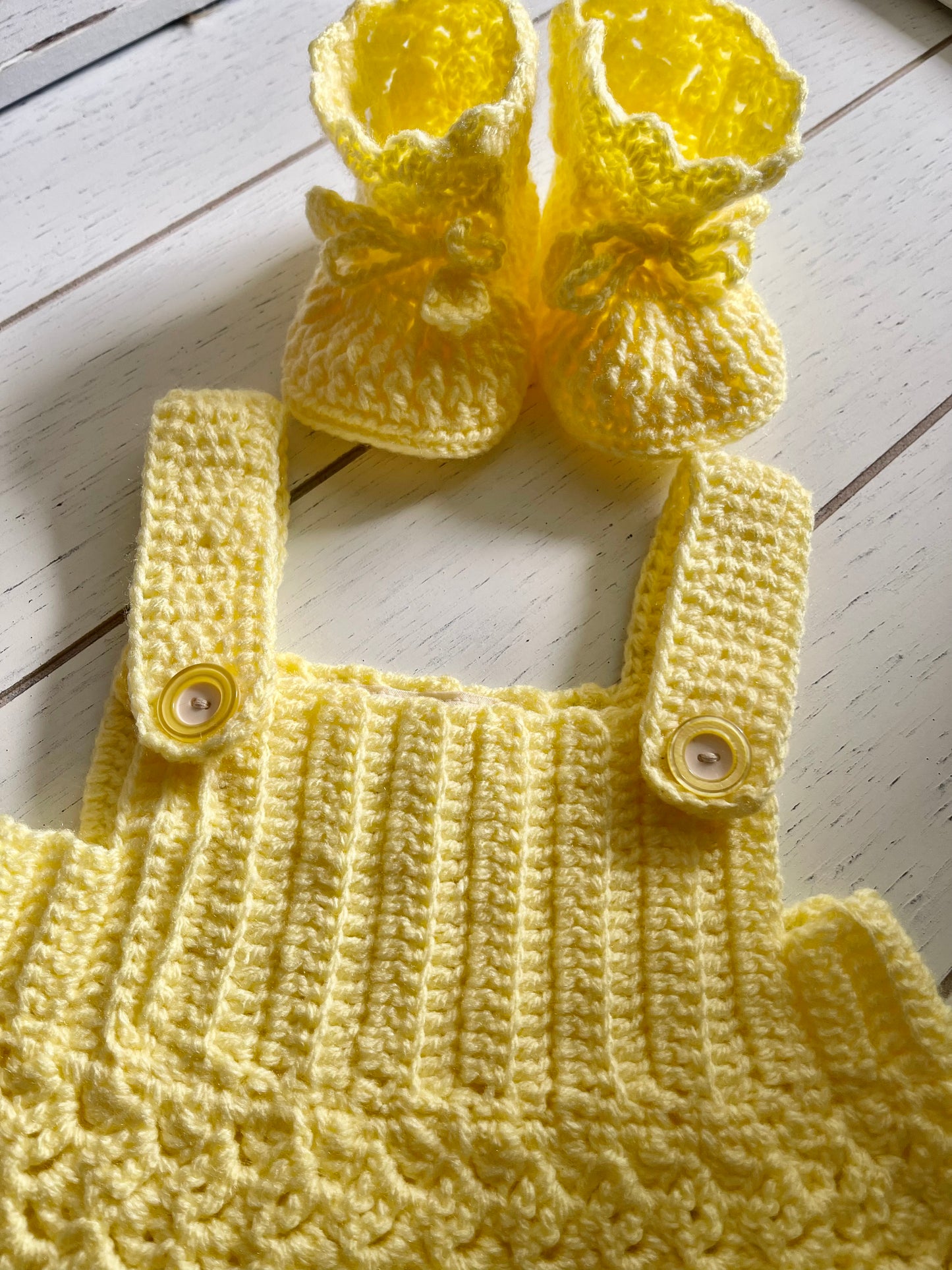 Light Yellow, Crochet  Boy or Girl Romper outfit set