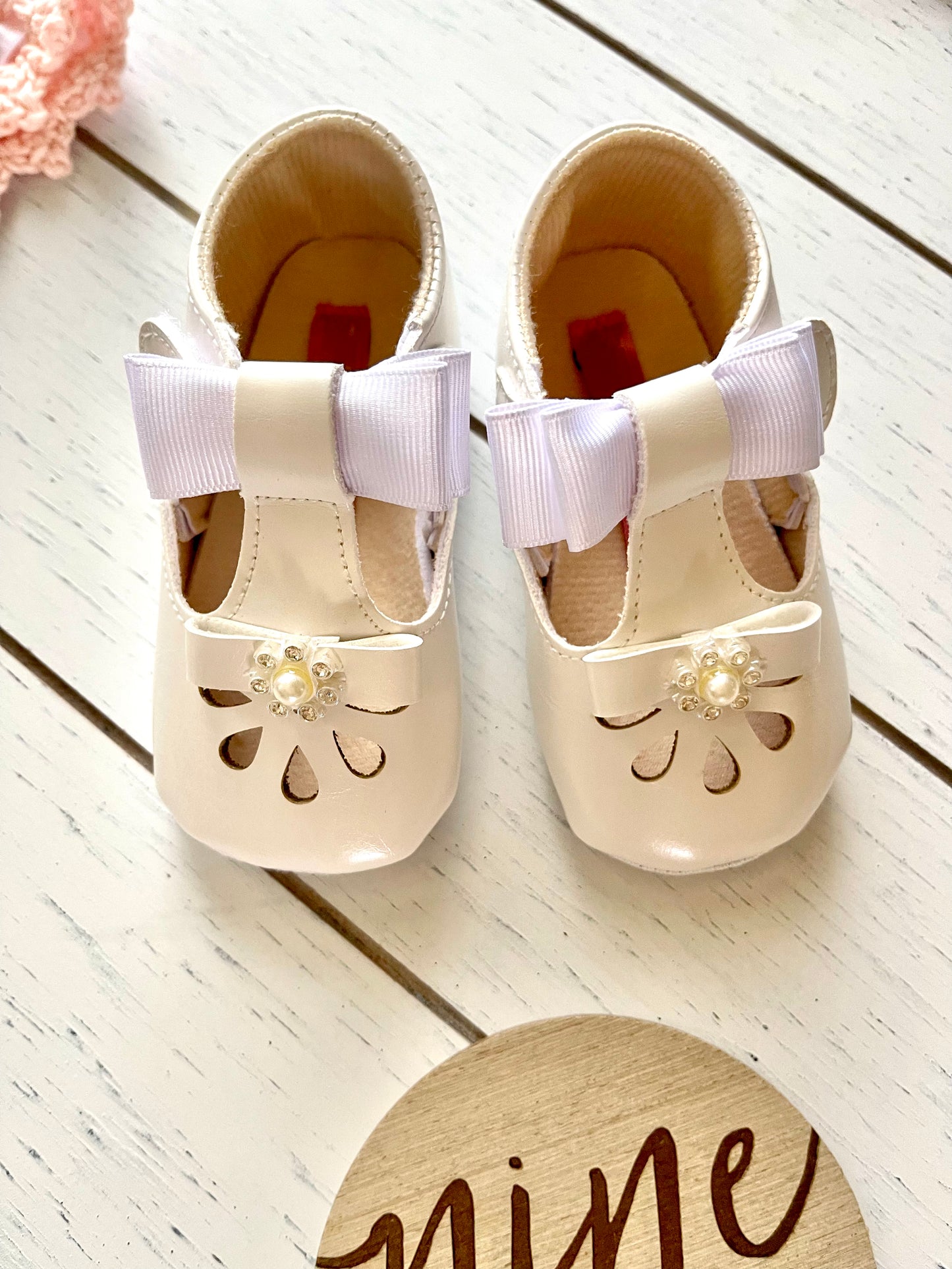 Bow & Flower pearl Baby Girl Shoes