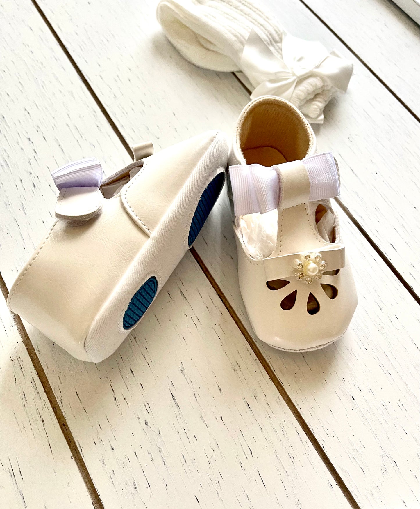 Bow & Flower pearl Baby Girl Shoes