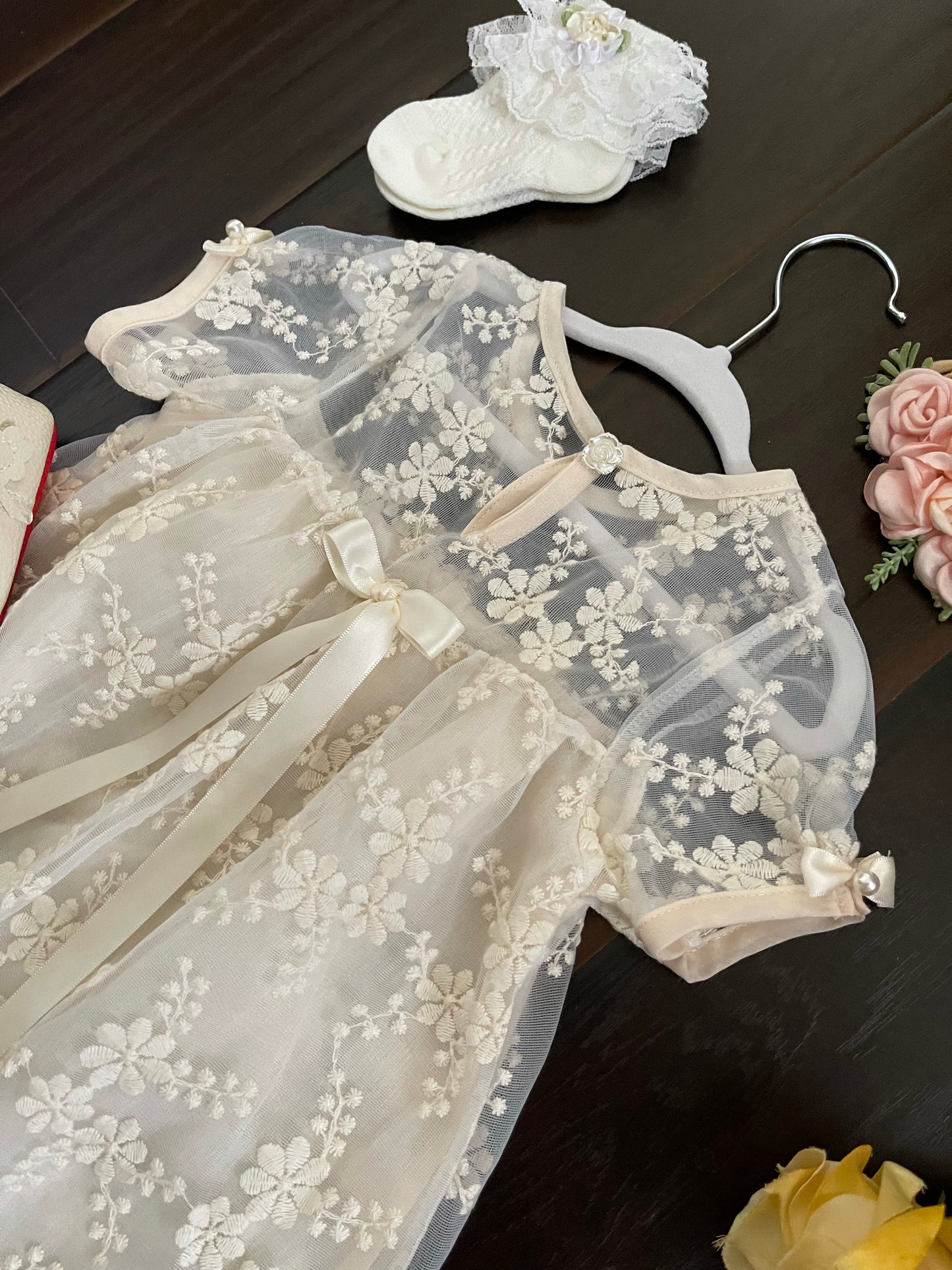 Beige Embroidered Girl Dress