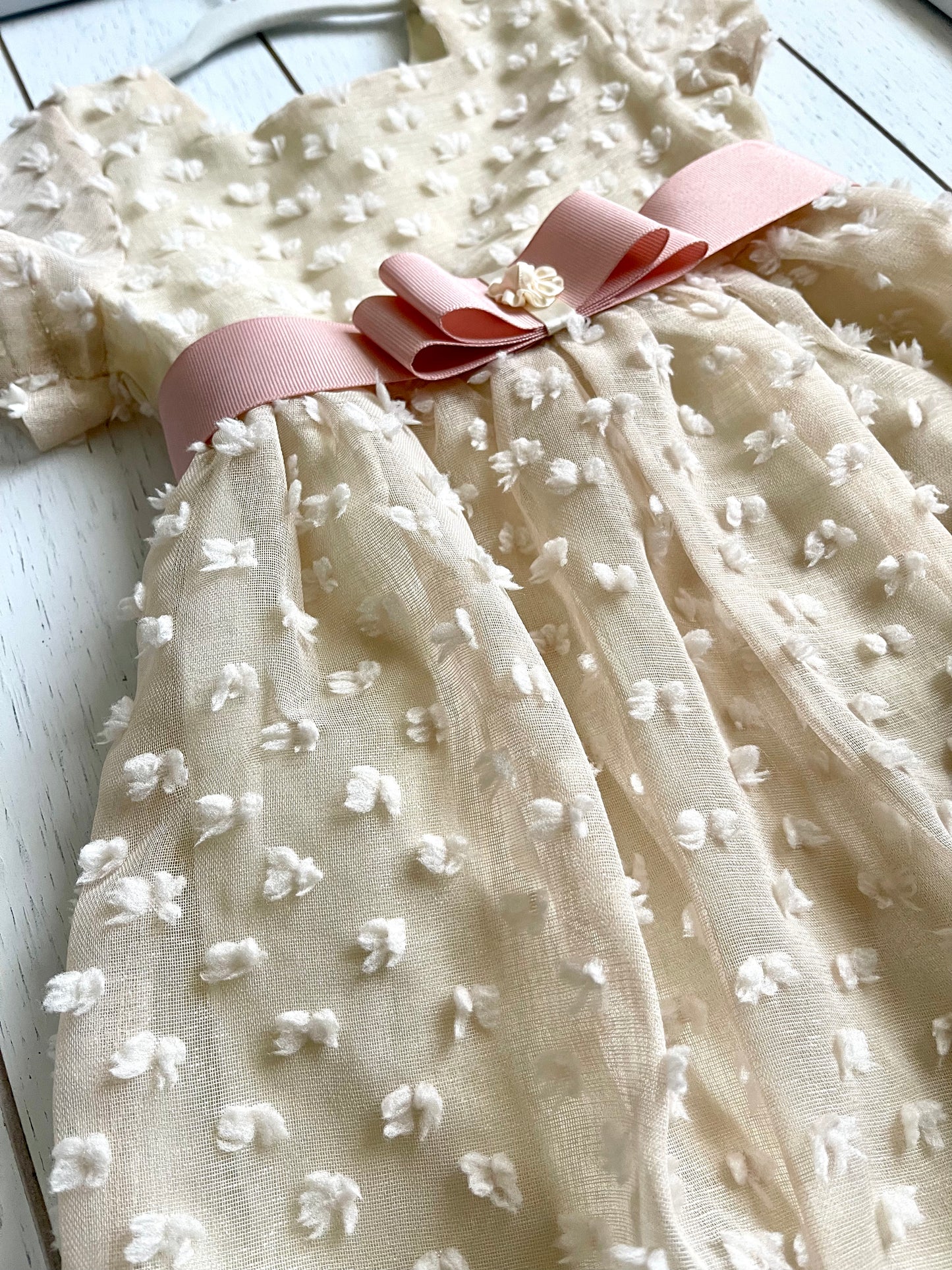 Beige Patch Bow Work Girl Dress