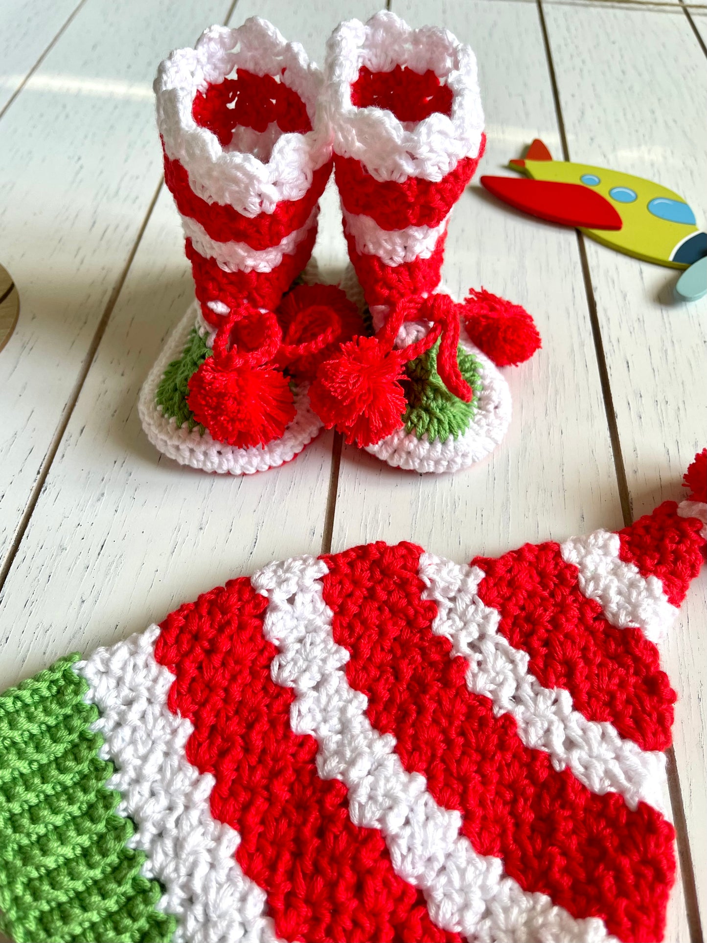 Holiday Green Red & White Boy or Girl Overalls Outfit Set